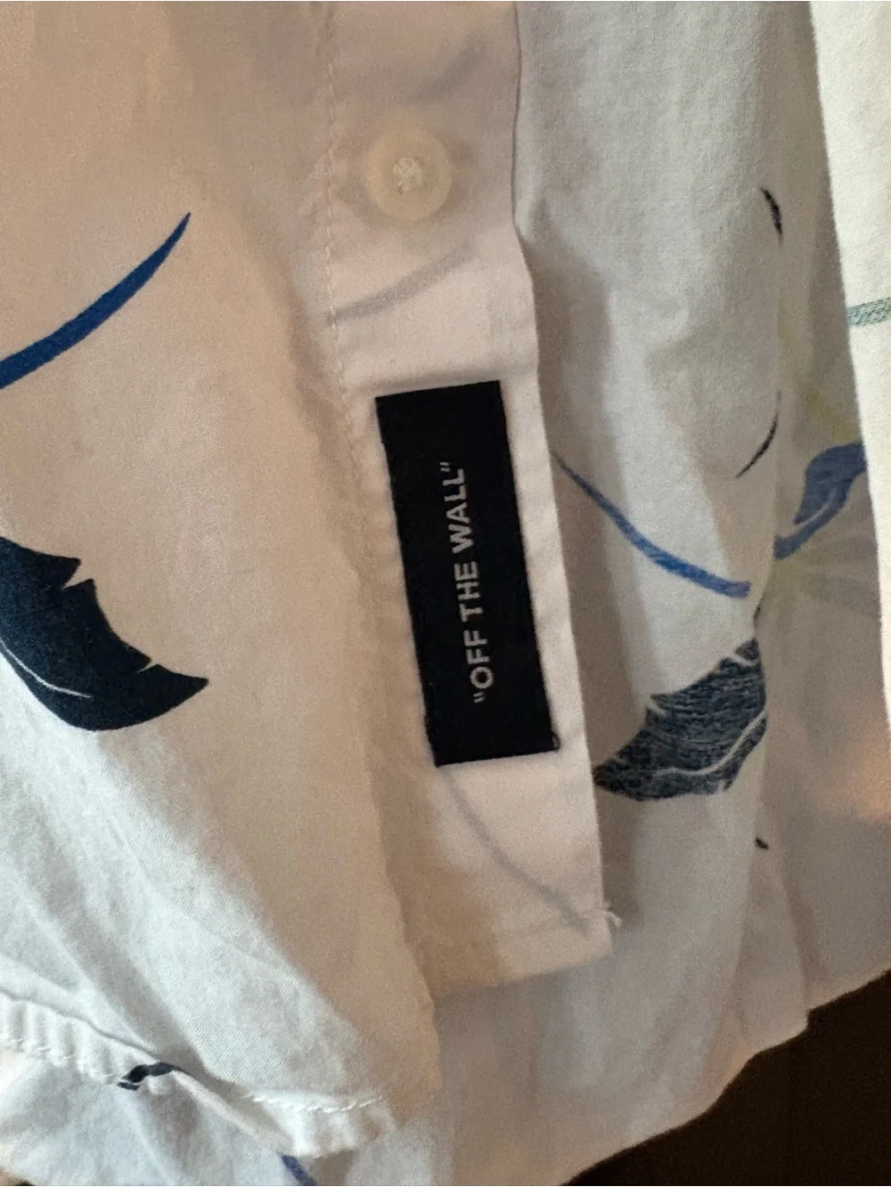 Boy’s Vans White Short-Sleeve Button-Up Shirt with Blue & Black Floral Accents